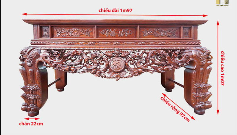 Kích thước tiêu chuẩn cho sập thờ đơn
